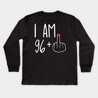 Vintage 97th Birthday I Am 96 Plus 1 Middle Finger Kids Long Sleeve T-Shirt